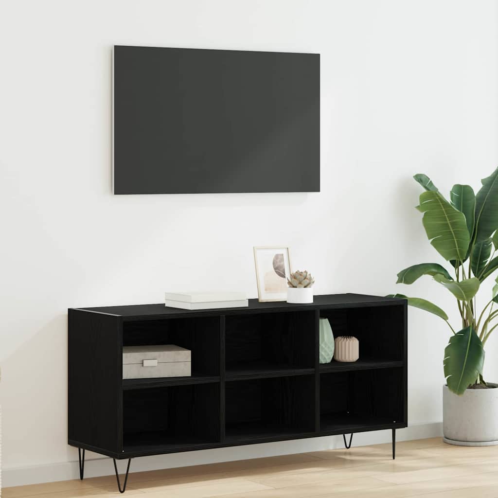 TV-kast Zwart Eiken 103,5 x 30 x 50 cm Bewerkt hout is nu te koop bij PeponiXL, paradijselijk wonen!