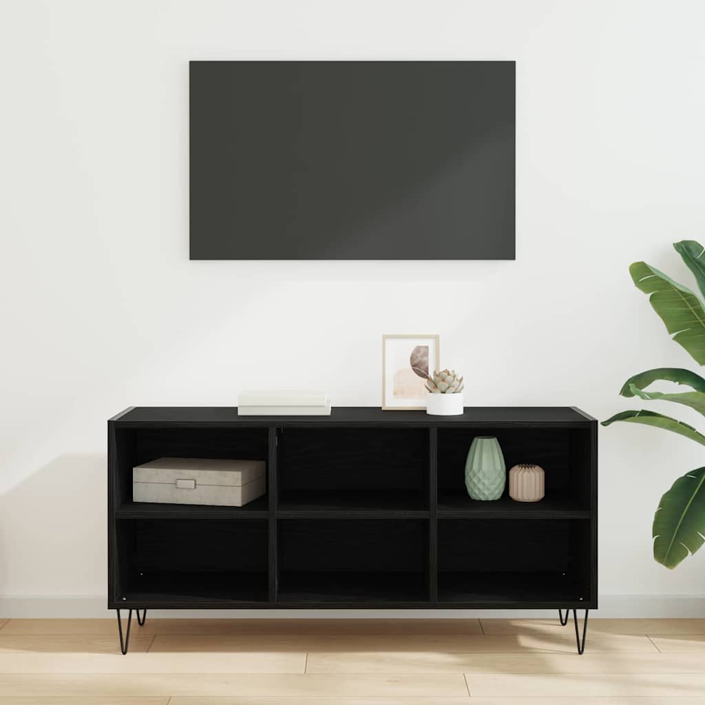 TV-kast Zwart Eiken 103,5 x 30 x 50 cm Bewerkt hout is nu te koop bij PeponiXL, paradijselijk wonen!