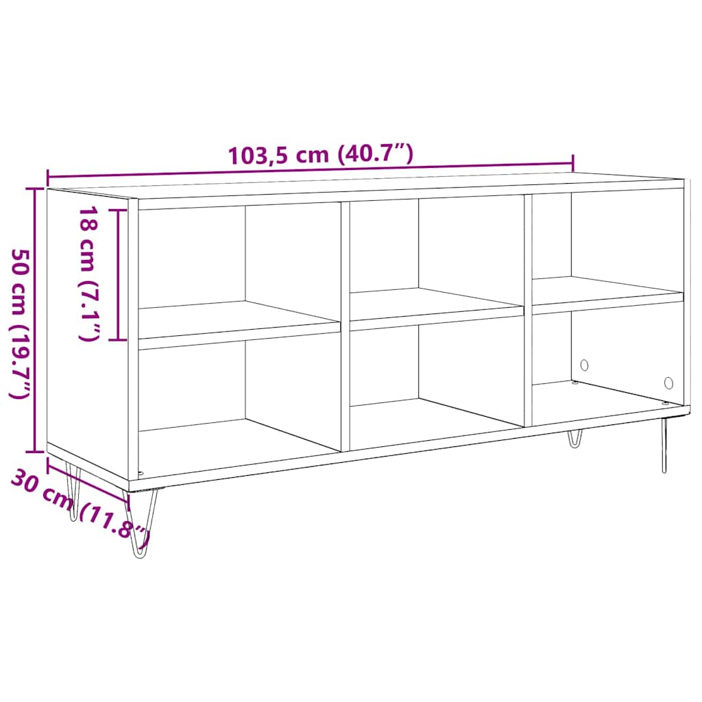 TV-kast Zwart Eiken 103,5 x 30 x 50 cm Bewerkt hout is nu te koop bij PeponiXL, paradijselijk wonen!
