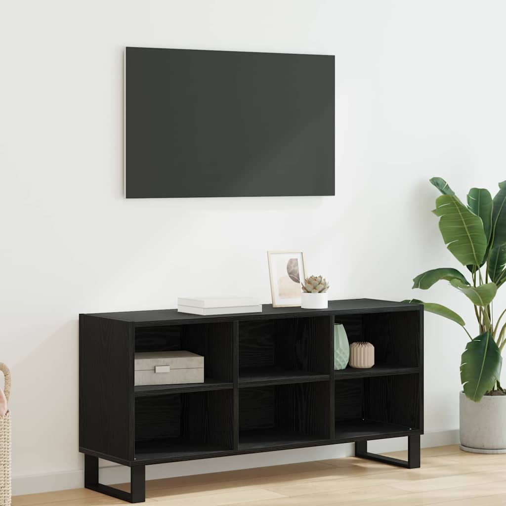 TV-kast Zwart Eiken 103,5 x 30 x 50 cm Bewerkt hout is nu te koop bij PeponiXL, paradijselijk wonen!