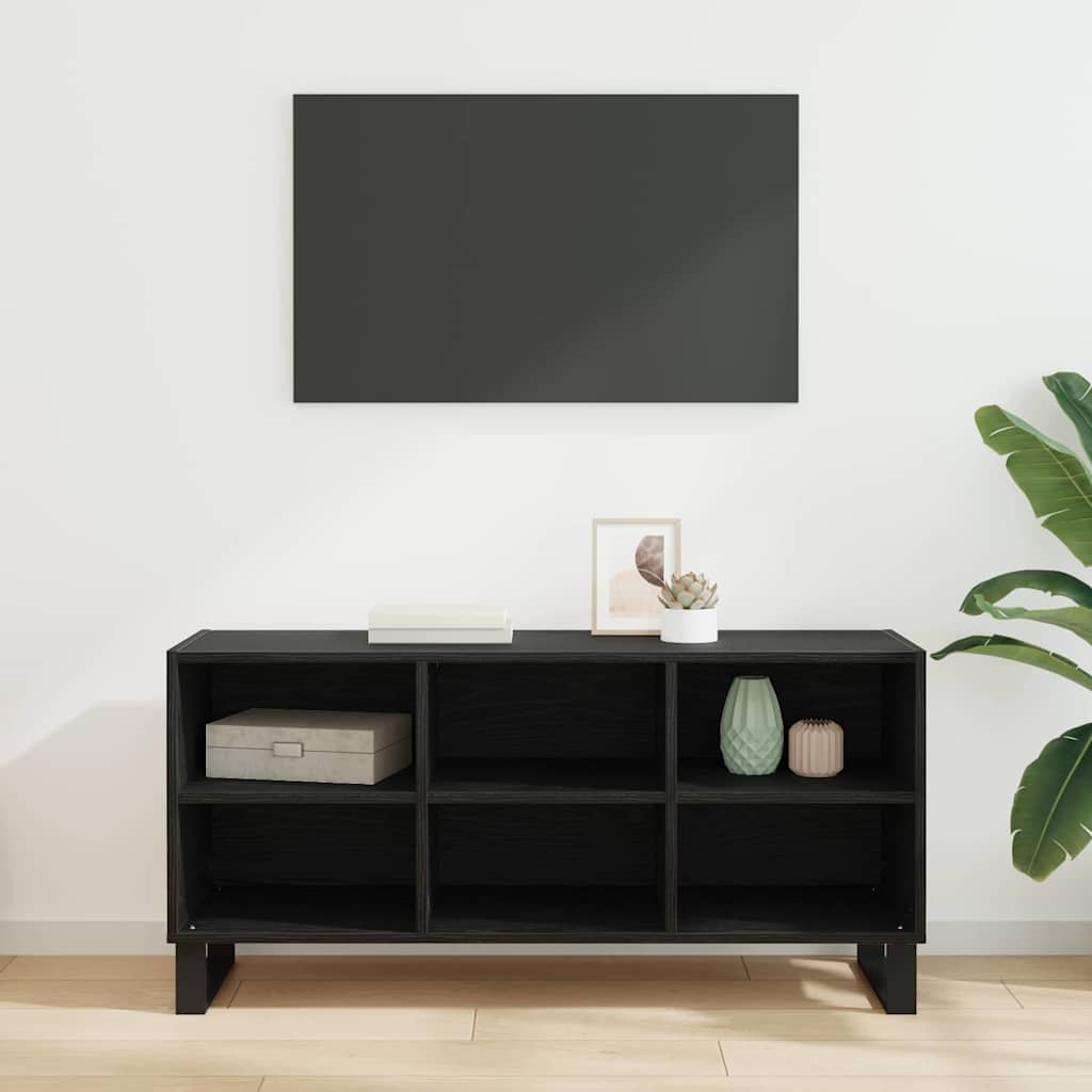 TV-kast Zwart Eiken 103,5 x 30 x 50 cm Bewerkt hout is nu te koop bij PeponiXL, paradijselijk wonen!