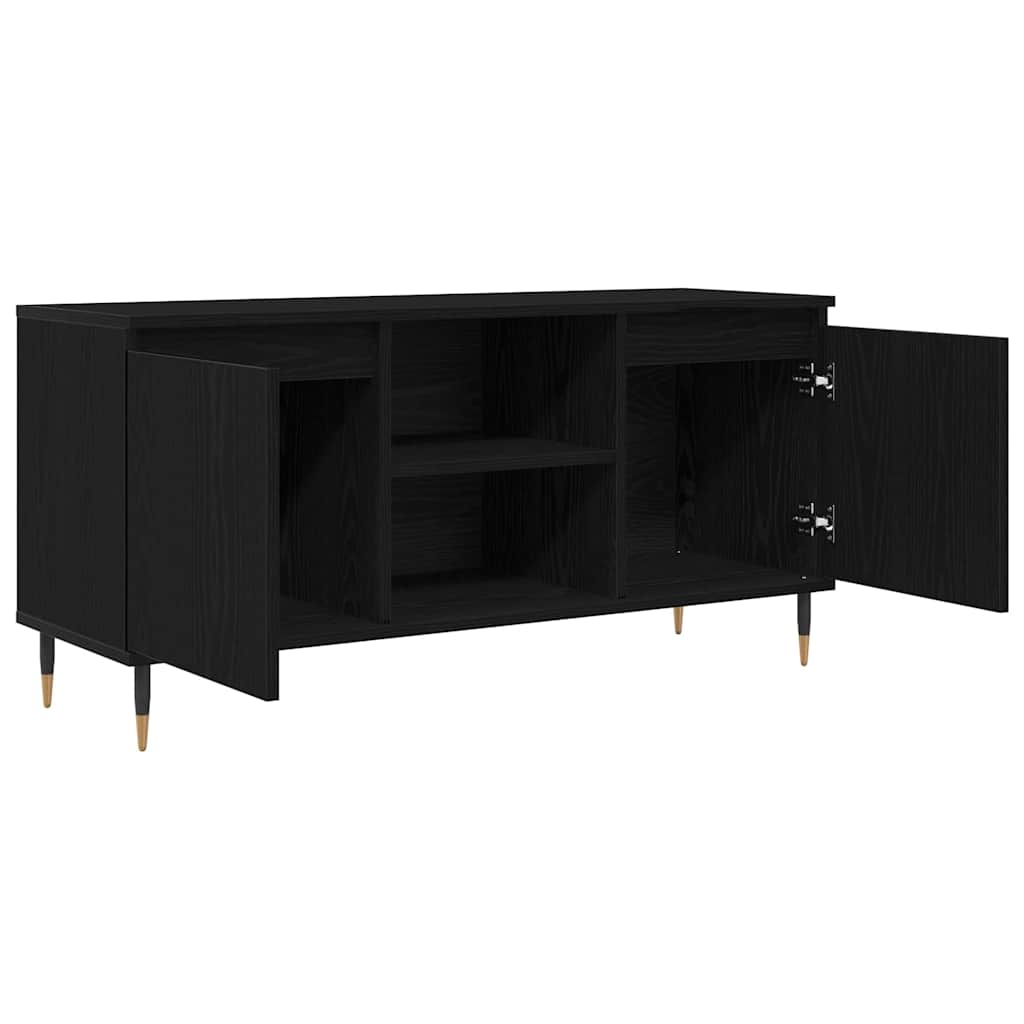 TV-kast Zwart Eiken 104 x 35 x 50 cm Bewerkt hout is nu te koop bij PeponiXL, paradijselijk wonen!