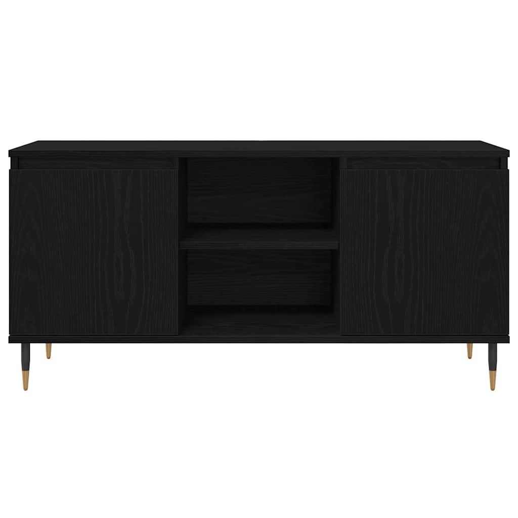 TV-kast Zwart Eiken 104 x 35 x 50 cm Bewerkt hout is nu te koop bij PeponiXL, paradijselijk wonen!