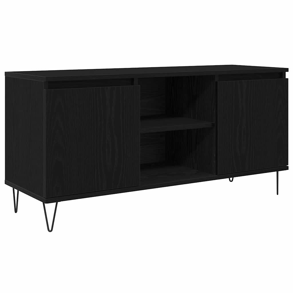 TV-kast Zwart Eiken 104 x 35 x 50 cm Bewerkt hout is nu te koop bij PeponiXL, paradijselijk wonen!