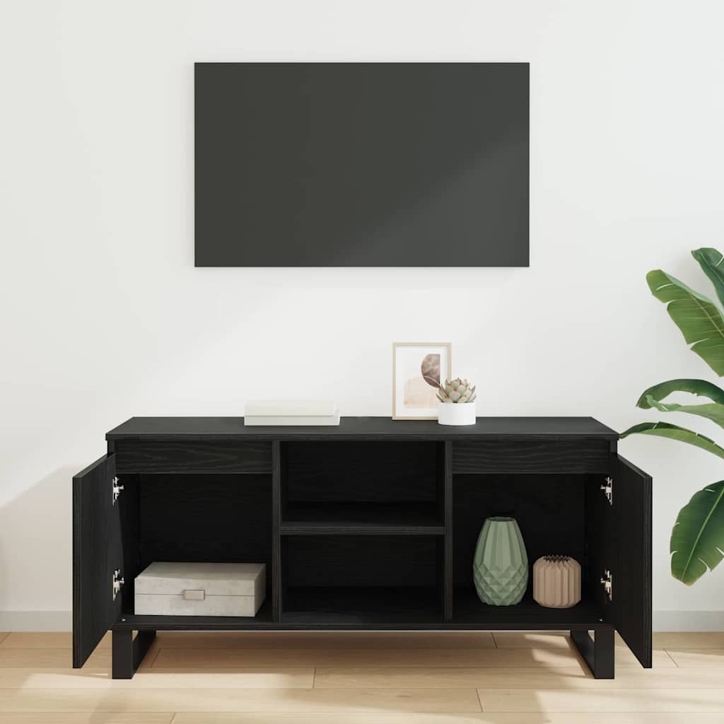 TV-kast Zwart Eiken 104 x 35 x 50 cm Bewerkt hout is nu te koop bij PeponiXL, paradijselijk wonen!