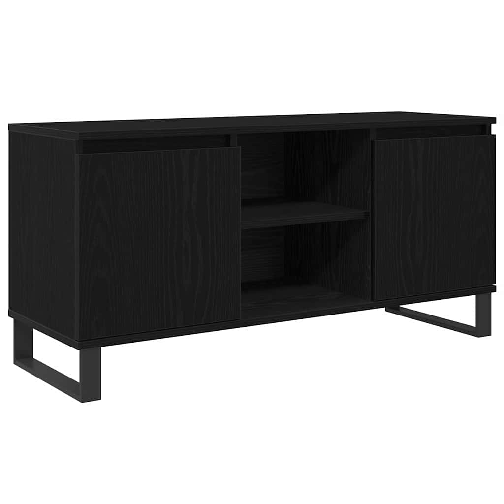 TV-kast Zwart Eiken 104 x 35 x 50 cm Bewerkt hout is nu te koop bij PeponiXL, paradijselijk wonen!