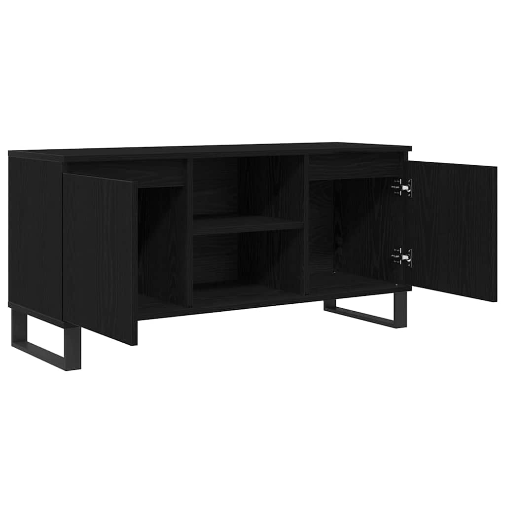 TV-kast Zwart Eiken 104 x 35 x 50 cm Bewerkt hout is nu te koop bij PeponiXL, paradijselijk wonen!