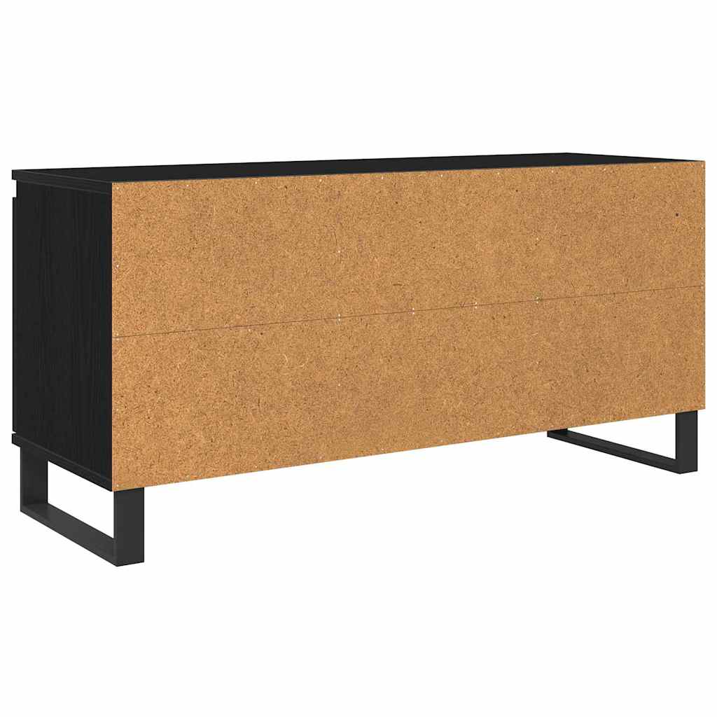 TV-kast Zwart Eiken 104 x 35 x 50 cm Bewerkt hout is nu te koop bij PeponiXL, paradijselijk wonen!