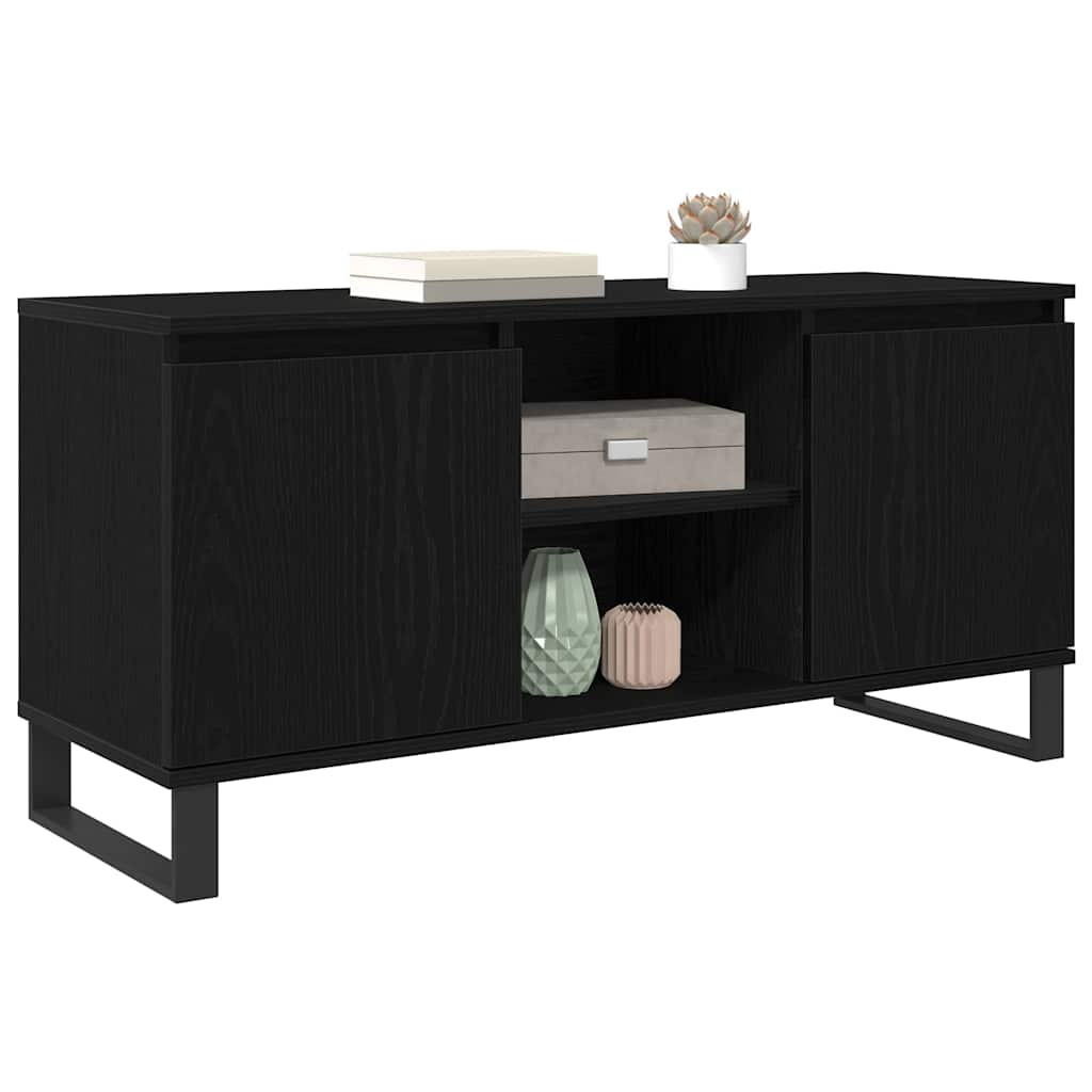 TV-kast Zwart Eiken 104 x 35 x 50 cm Bewerkt hout is nu te koop bij PeponiXL, paradijselijk wonen!