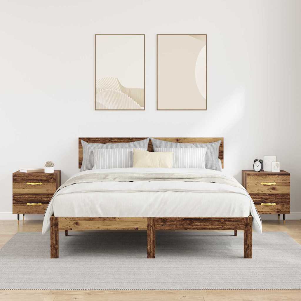 Nachtkastje 2 pcs Oudhout 40 x 35 x 47,5 cm Bewerkt hout is nu te koop bij PeponiXL, paradijselijk wonen!