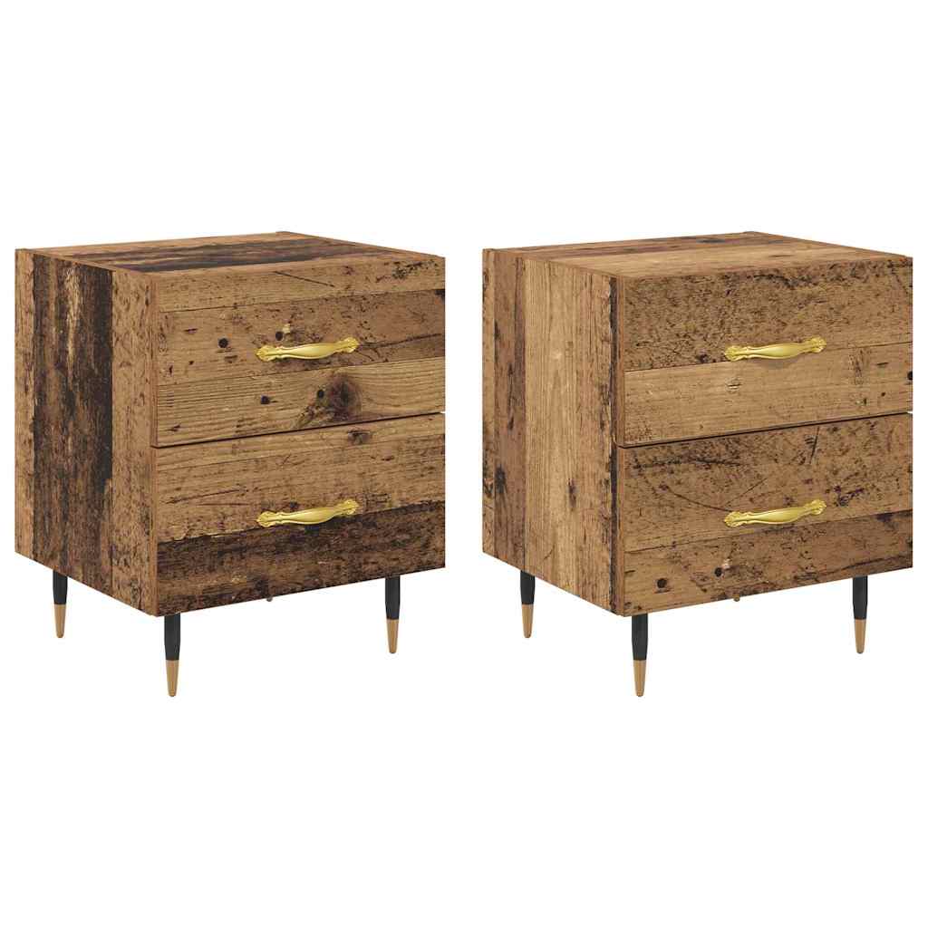 Nachtkastje 2 pcs Oudhout 40 x 35 x 47,5 cm Bewerkt hout is nu te koop bij PeponiXL, paradijselijk wonen!