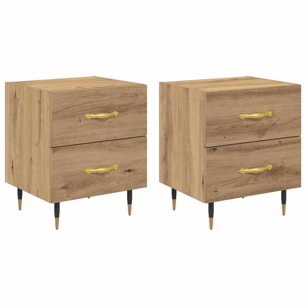 Nachtkastje 2 pcs Artisan Eiken 40 x 35 x 47,5 cm Bewerkt hout is nu te koop bij PeponiXL, paradijselijk wonen!