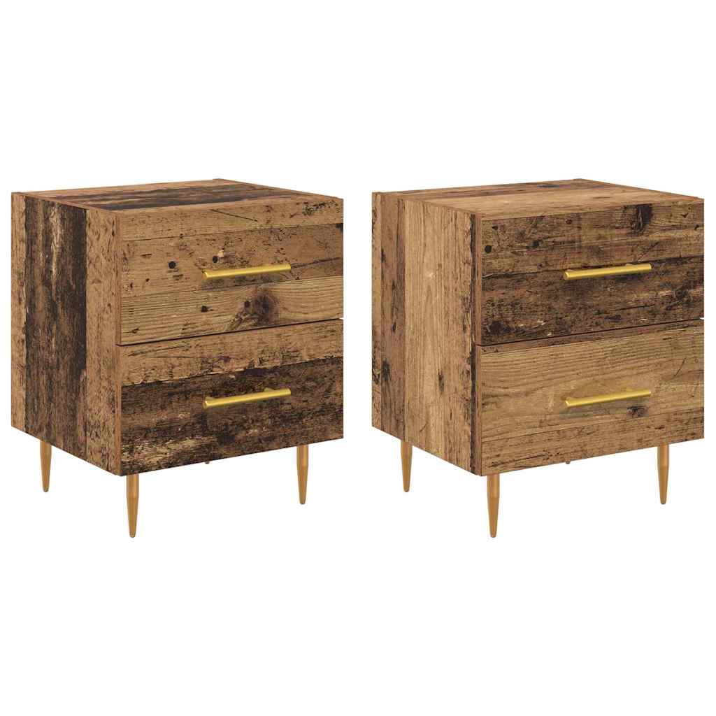 Nachtkastje 2 pcs Oud Hout 40 x 35 x 47,5 cm Bewerkt hout is nu te koop bij PeponiXL, paradijselijk wonen!