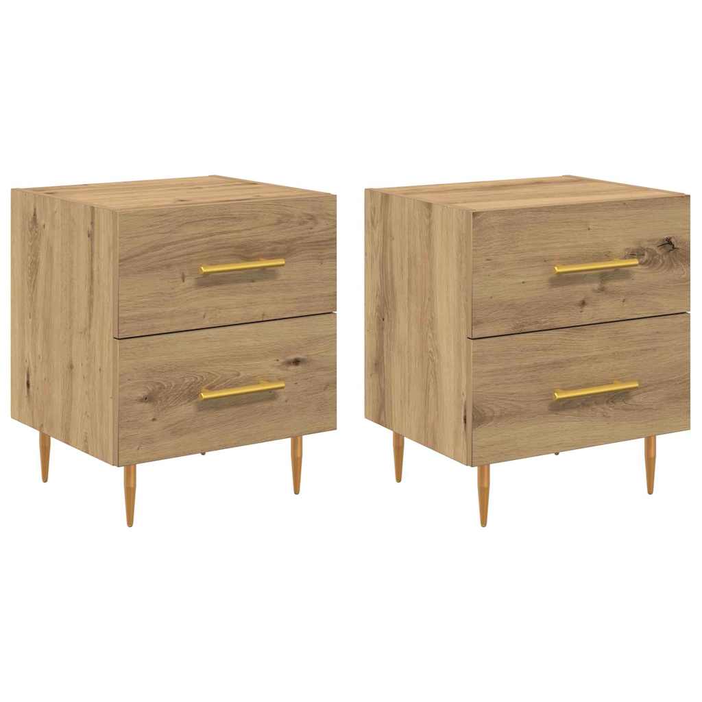 Nachtkastje 2 pcs Artisan Eiken 40 x 35 x 47,5 cm Bewerkt hout is nu te koop bij PeponiXL, paradijselijk wonen!