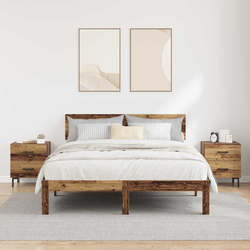 Nachtkastje 2 pcs Oudhout 40 x 35 x 47,5 cm Bewerkt hout is nu te koop bij PeponiXL, paradijselijk wonen!