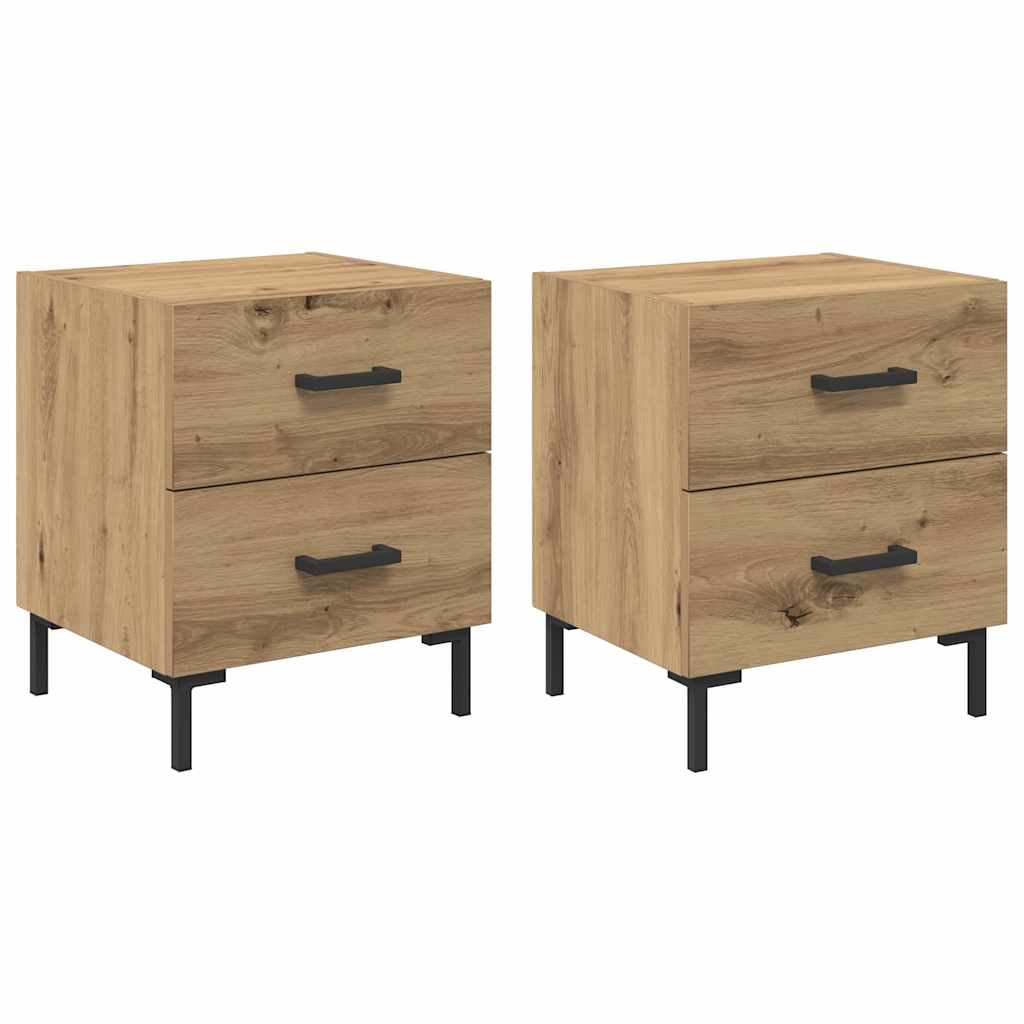Nachtkastje 2 pcs Artisan Eiken 40 x 35 x 47,5 cm Bewerkt hout is nu te koop bij PeponiXL, paradijselijk wonen!