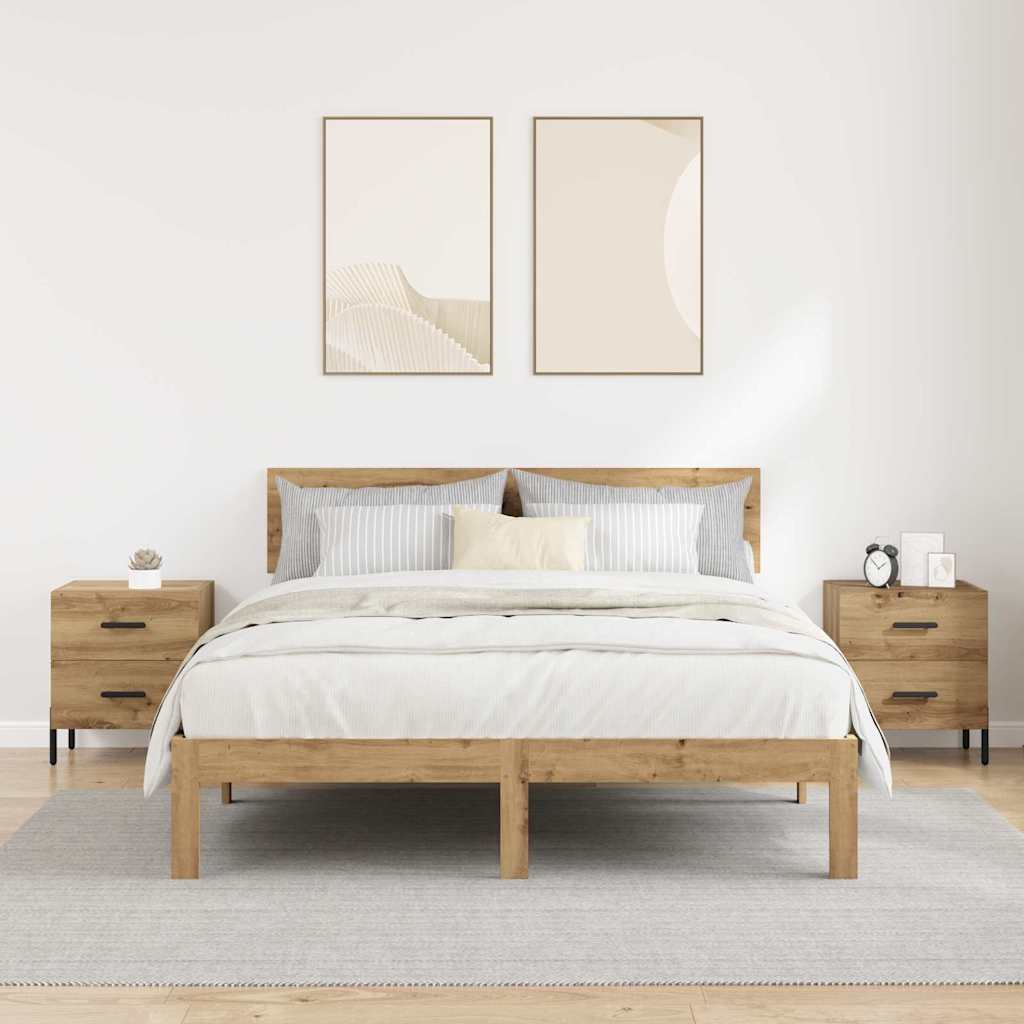 Nachtkastje 2 pcs Artisan Eiken 40 x 35 x 47,5 cm Bewerkt hout is nu te koop bij PeponiXL, paradijselijk wonen!