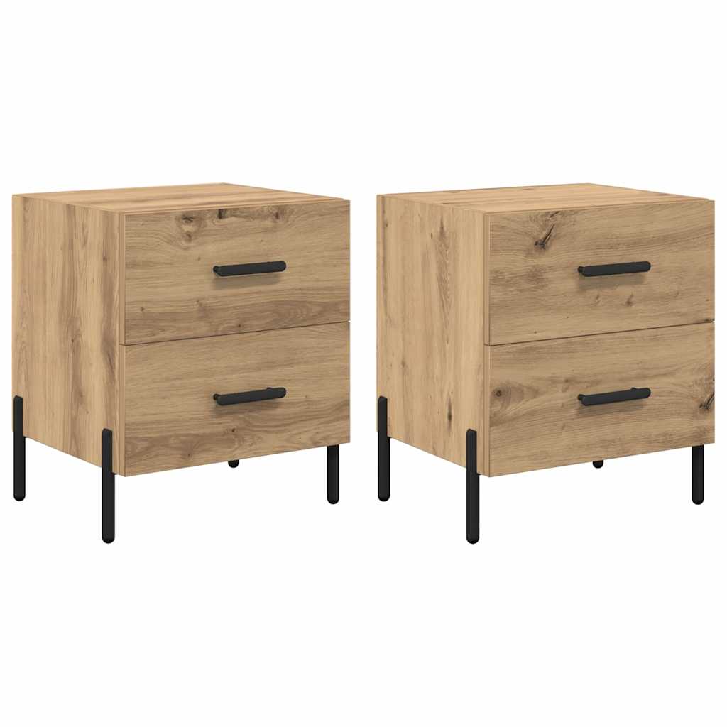 Nachtkastje 2 pcs Artisan Eiken 40 x 35 x 47,5 cm Bewerkt hout is nu te koop bij PeponiXL, paradijselijk wonen!