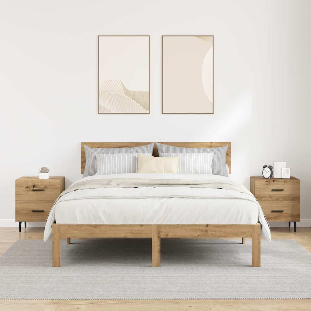 Nachtkastje 2 pcs Artisan Eiken 40 x 35 x 47,5 cm Bewerkt hout is nu te koop bij PeponiXL, paradijselijk wonen!