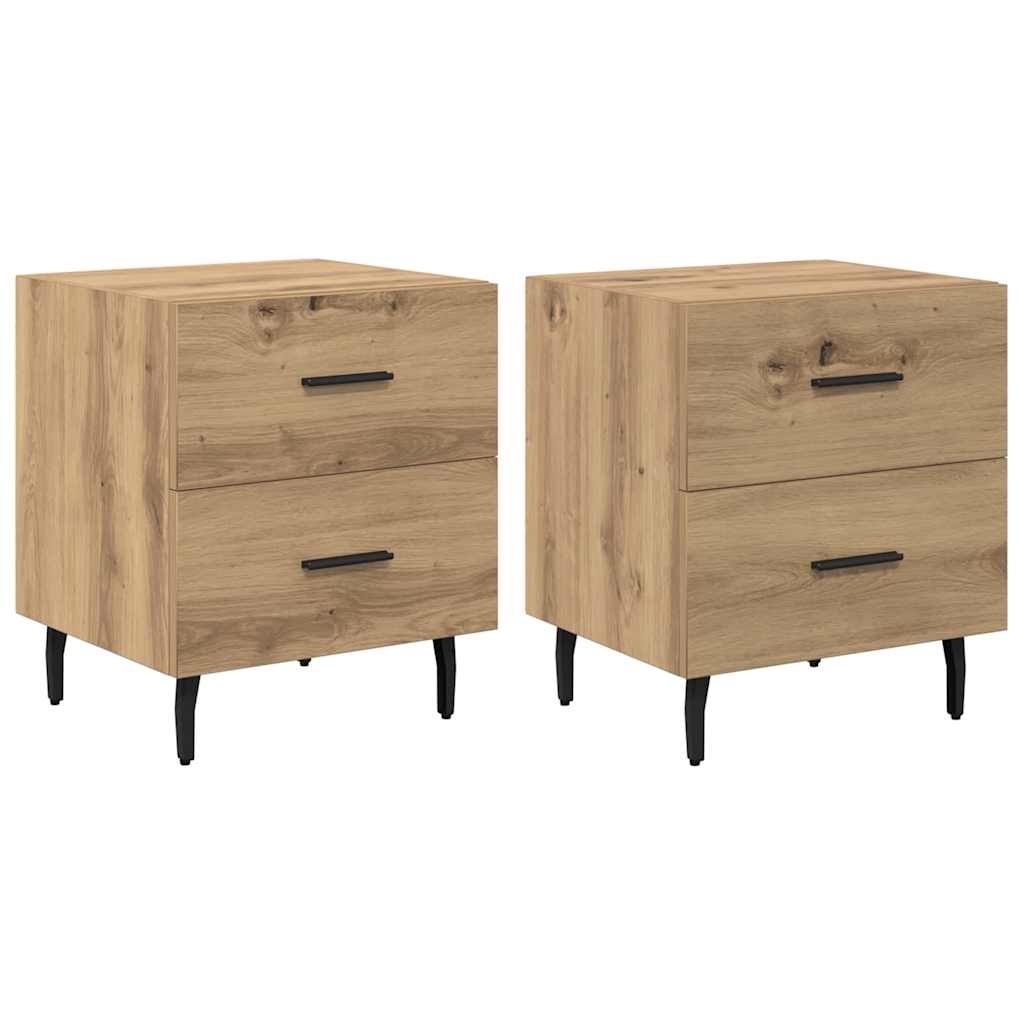 Nachtkastje 2 pcs Artisan Eiken 40 x 35 x 47,5 cm Bewerkt hout is nu te koop bij PeponiXL, paradijselijk wonen!
