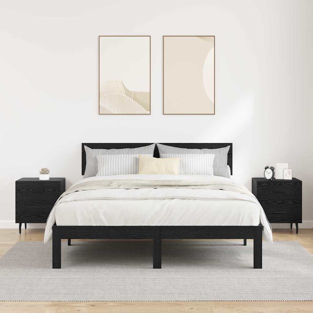 Nachtkastje 2 pcs Zwart Eiken 40 x 35 x 47,5 cm Bewerkt hout is nu te koop bij PeponiXL, paradijselijk wonen!