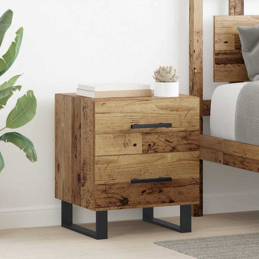 Nachtkastje met lade Oudhout 40 x 35 x 47,5 cm Bewerkt hout is nu te koop bij PeponiXL, paradijselijk wonen!