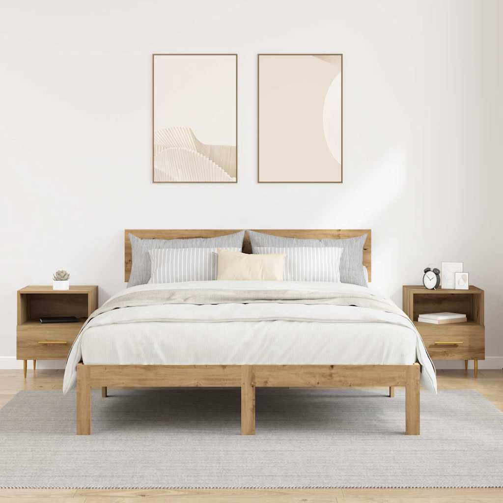 Nachtkastje met lade 2 pcs Bruin 40 x 35 x 47,5 cm Bewerkt hout is nu te koop bij PeponiXL, paradijselijk wonen!