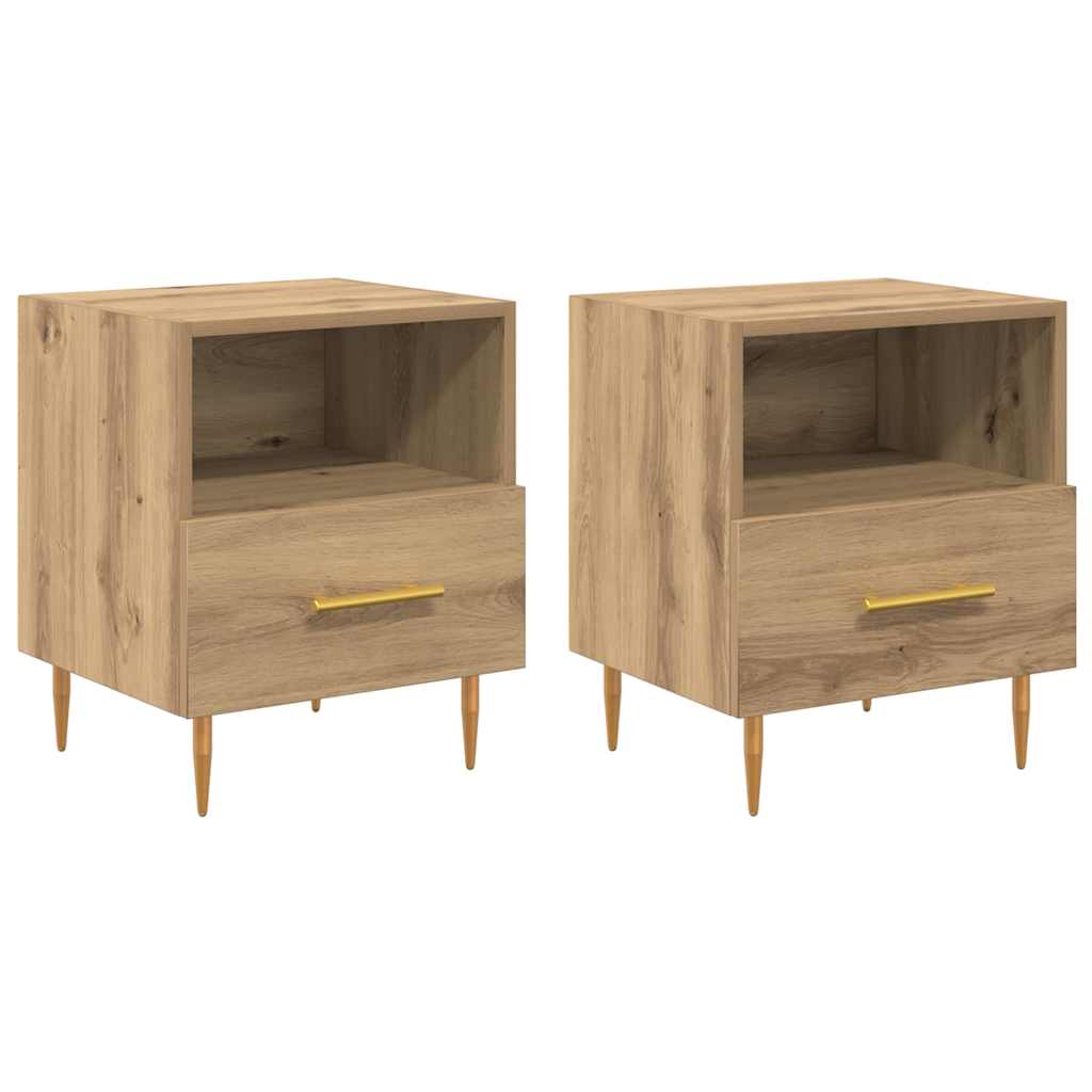 Nachtkastje met lade 2 pcs Bruin 40 x 35 x 47,5 cm Bewerkt hout is nu te koop bij PeponiXL, paradijselijk wonen!