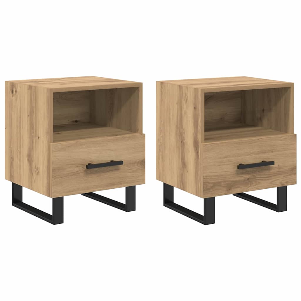 Nachtkastje 2 pcs Artisan Eiken 40 x 35 x 47,5 cm Bewerkt hout is nu te koop bij PeponiXL, paradijselijk wonen!