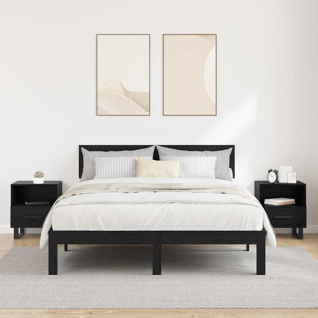 Nachtkastje 2 pcs Zwart Eiken 40 x 35 x 47,5 cm Bewerkt hout is nu te koop bij PeponiXL, paradijselijk wonen!