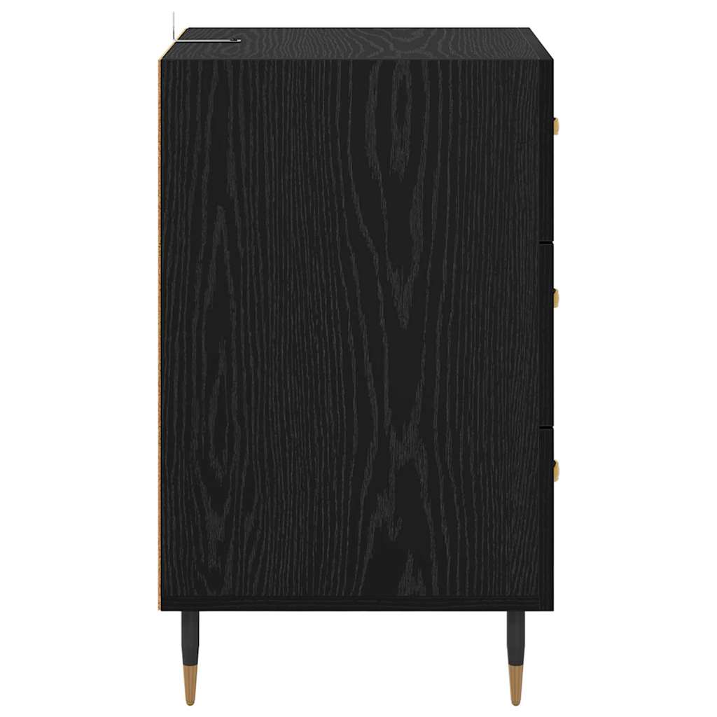 Nachtkastje met lade Zwart Eiken 40 x 40 x 66 cm Bewerkt hout is nu te koop bij PeponiXL, paradijselijk wonen!