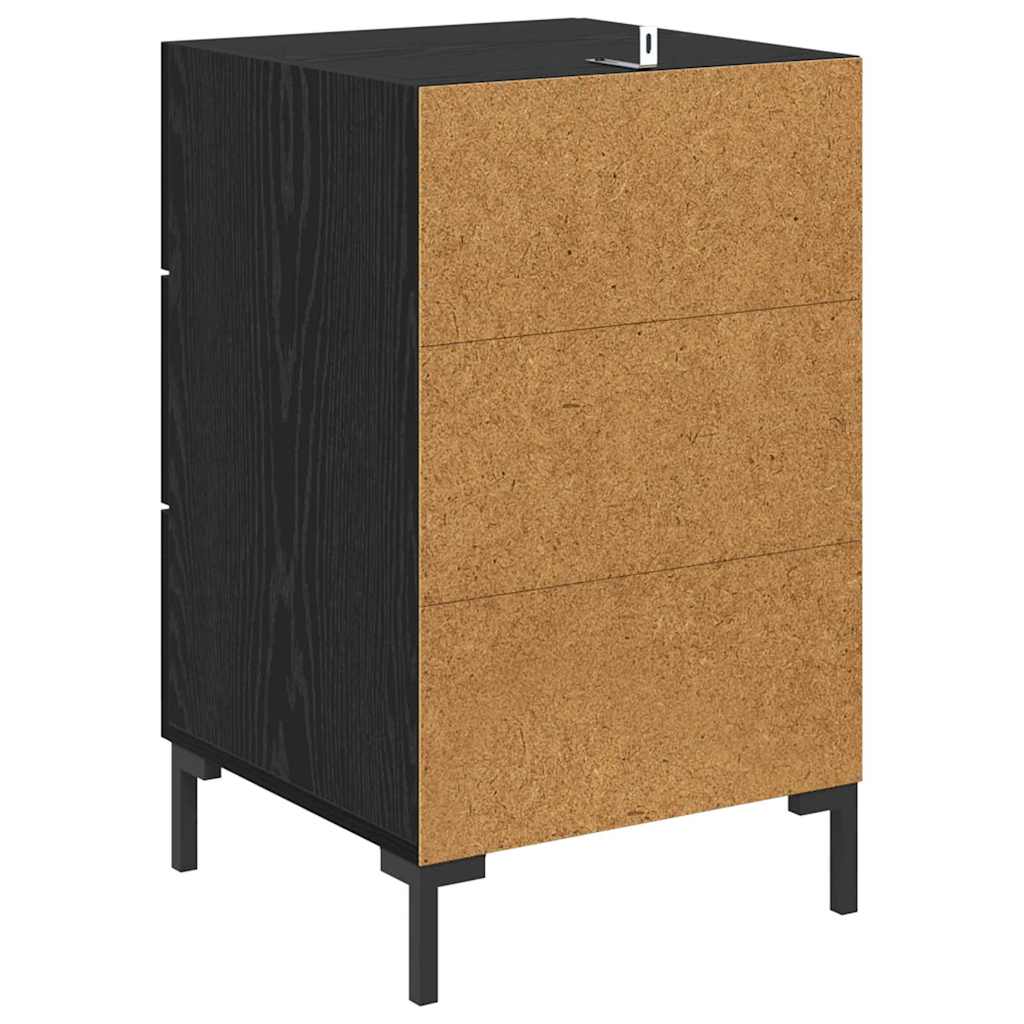 Nachtkastje met lade Zwart Eiken 40 x 40 x 66 cm Bewerkt hout is nu te koop bij PeponiXL, paradijselijk wonen!