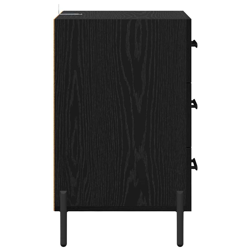Nachtkastje met lade Zwart Eiken 40 x 40 x 66 cm Bewerkt hout is nu te koop bij PeponiXL, paradijselijk wonen!