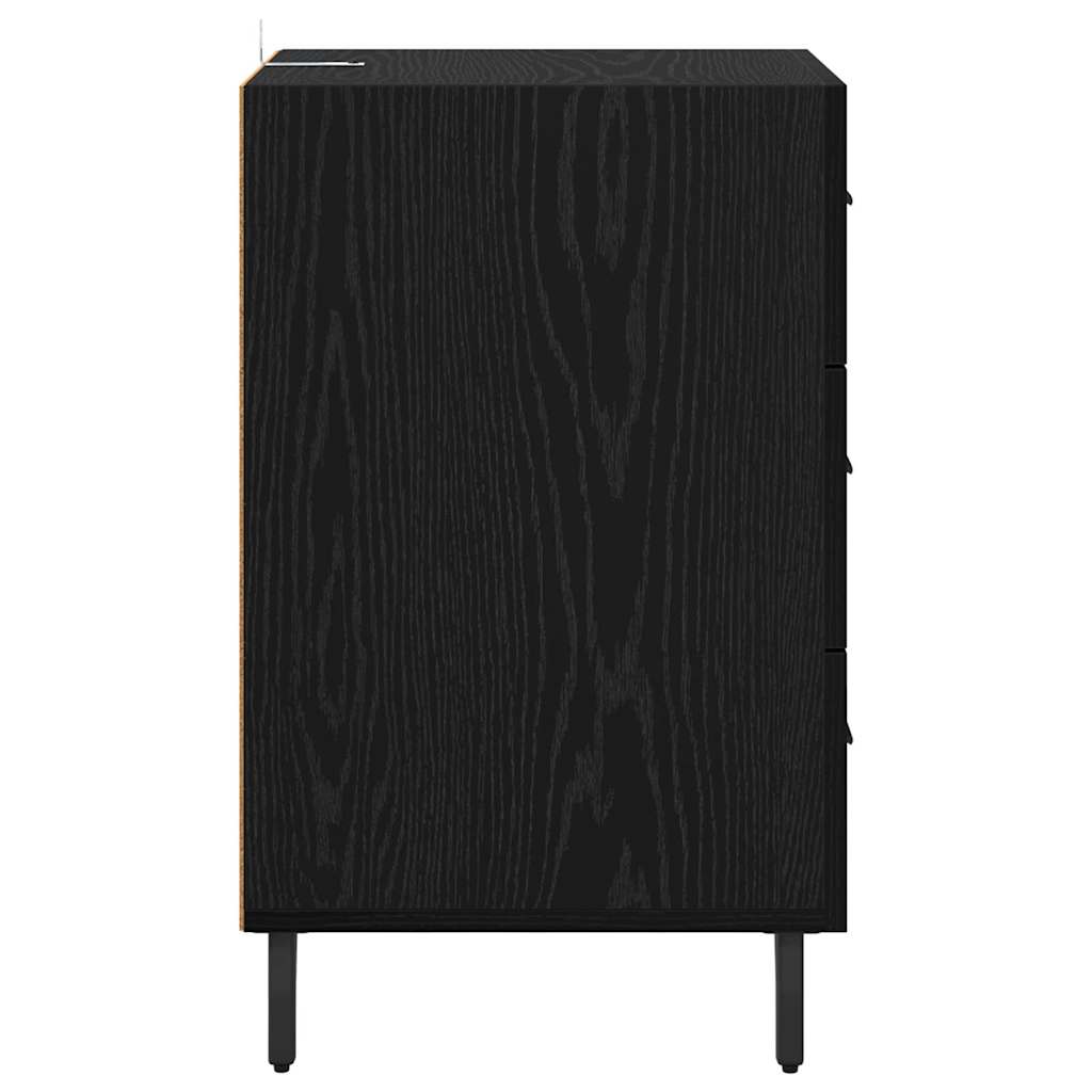 Nachtkastje met lade Zwart Eiken 40 x 40 x 66 cm Bewerkt hout is nu te koop bij PeponiXL, paradijselijk wonen!