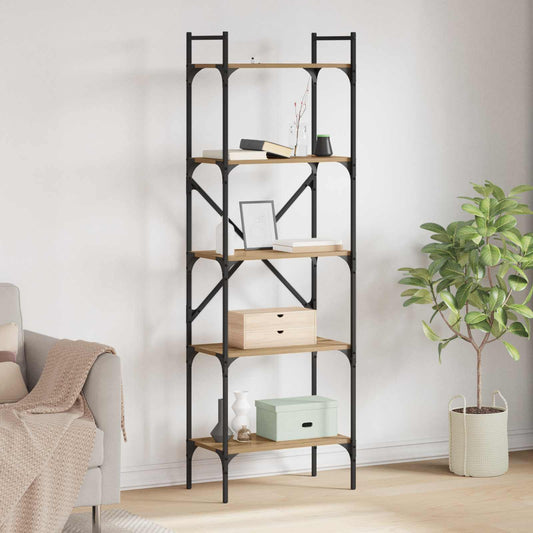 Boekenkast 5-laags 56 x 32 x 174 cm Bewerkt hout Artisan Eiken is nu te koop bij PeponiXL, paradijselijk wonen!