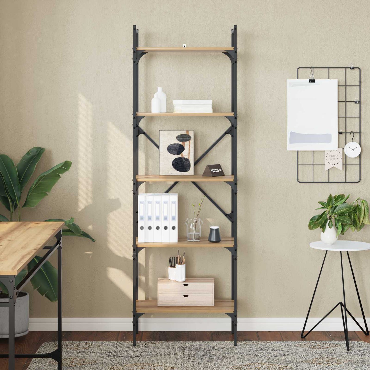 Boekenkast 5-laags 56 x 32 x 174 cm Bewerkt hout Artisan Eiken is nu te koop bij PeponiXL, paradijselijk wonen!