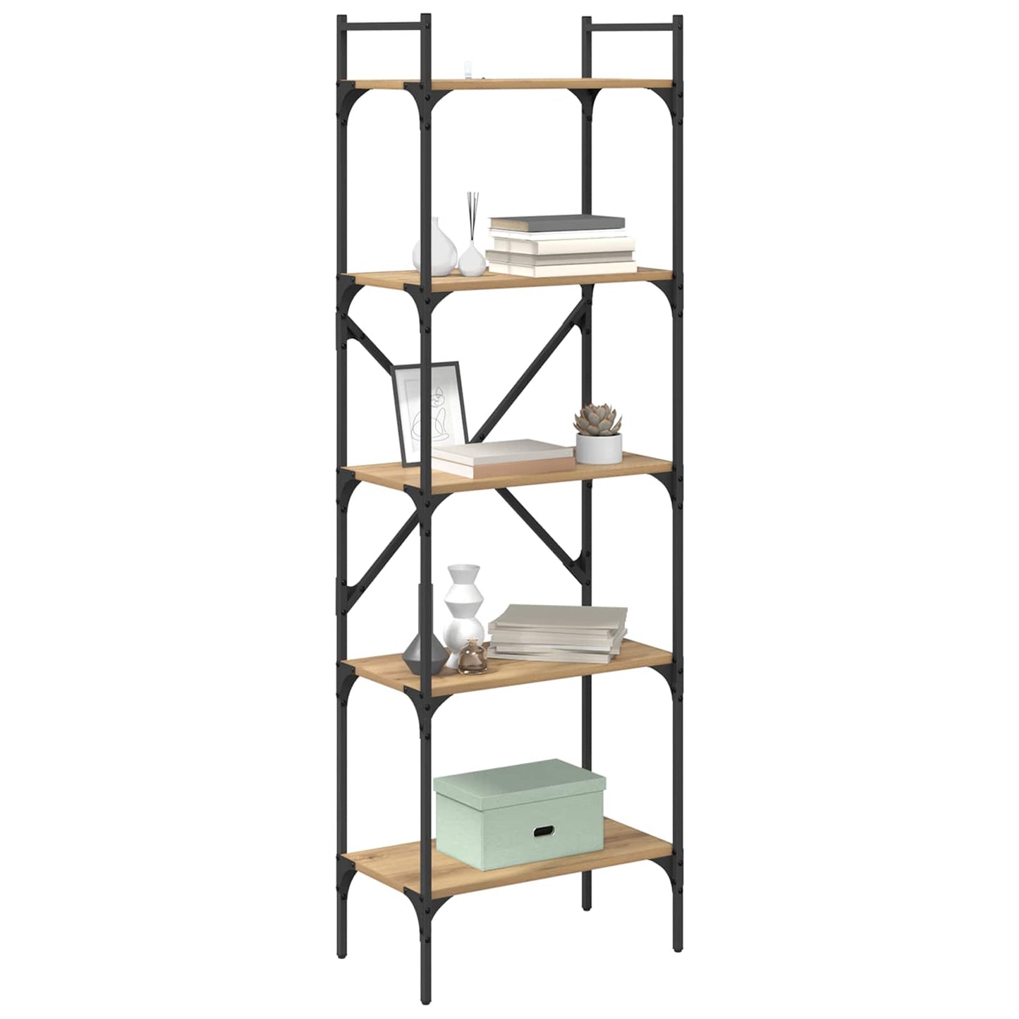 Boekenkast 5-laags 56 x 32 x 174 cm Bewerkt hout Artisan Eiken is nu te koop bij PeponiXL, paradijselijk wonen!