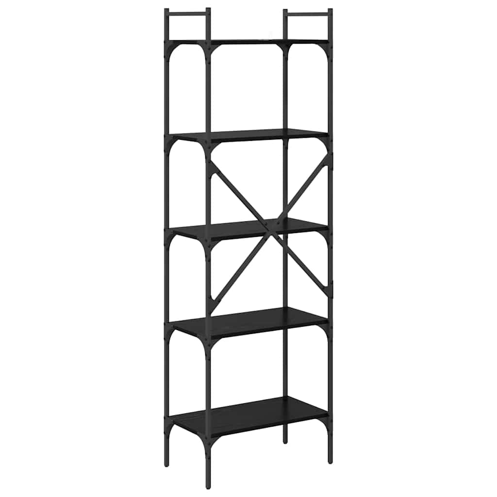 Boekenkast Zwart Eiken 56 x 32 x 174 cm Bewerkt hout is nu te koop bij PeponiXL, paradijselijk wonen!