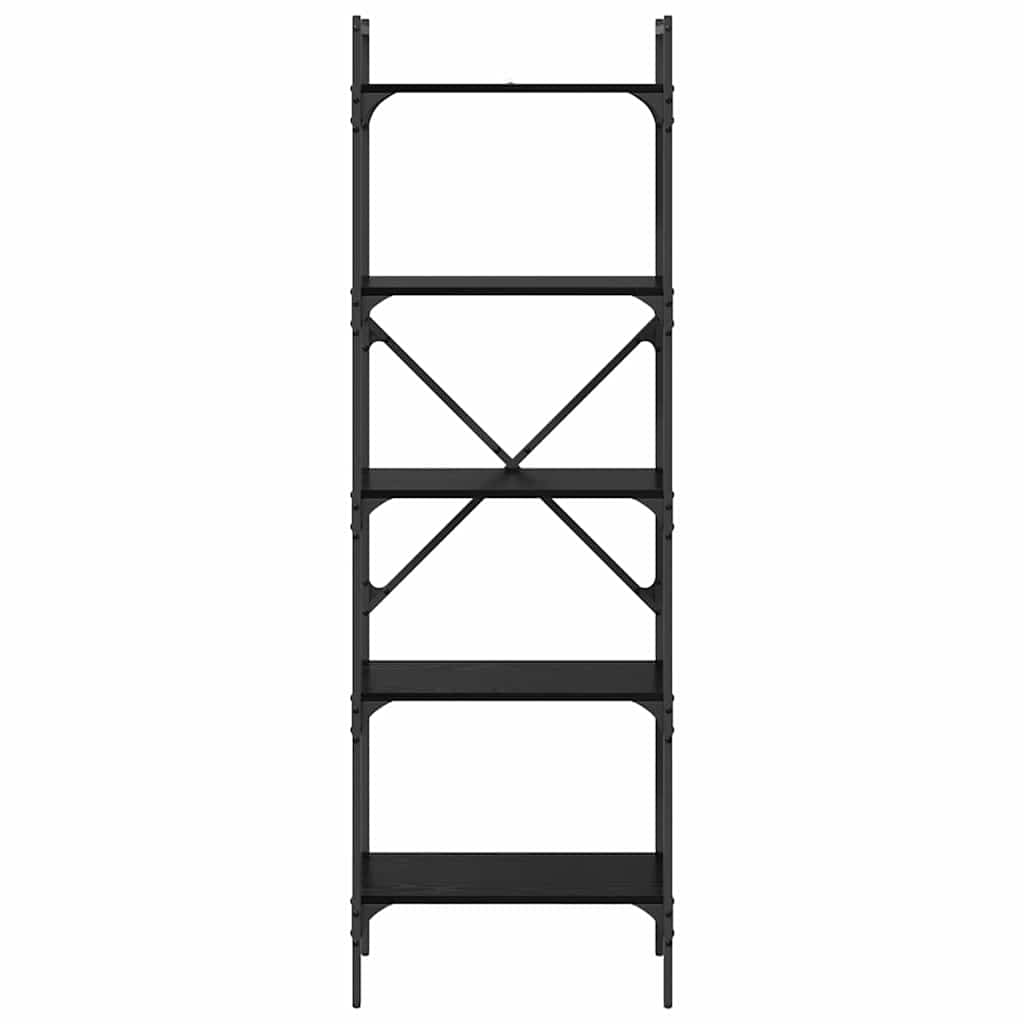 Boekenkast Zwart Eiken 56 x 32 x 174 cm Bewerkt hout is nu te koop bij PeponiXL, paradijselijk wonen!