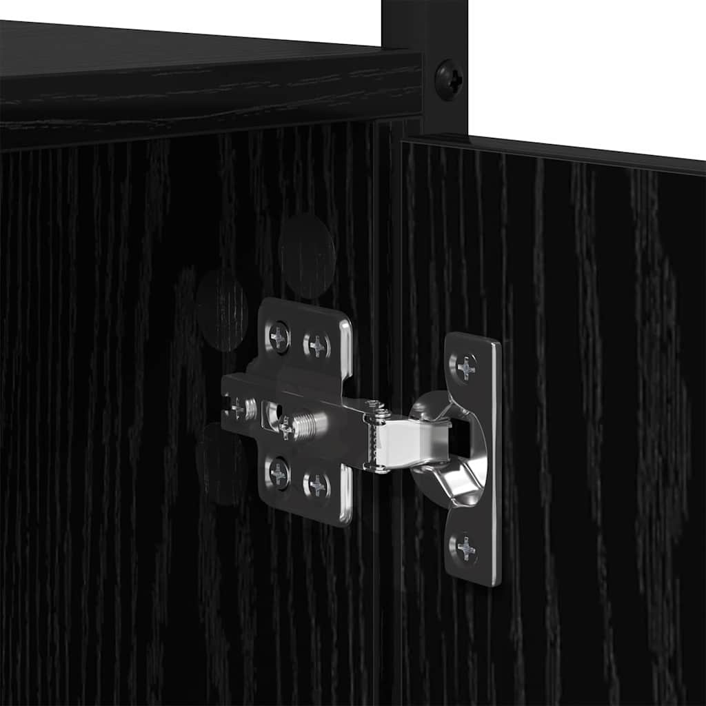 Boekenkast Zwart Eiken 44,5 x 30 x 154,5 cm Bewerkt hout is nu te koop bij PeponiXL, paradijselijk wonen!