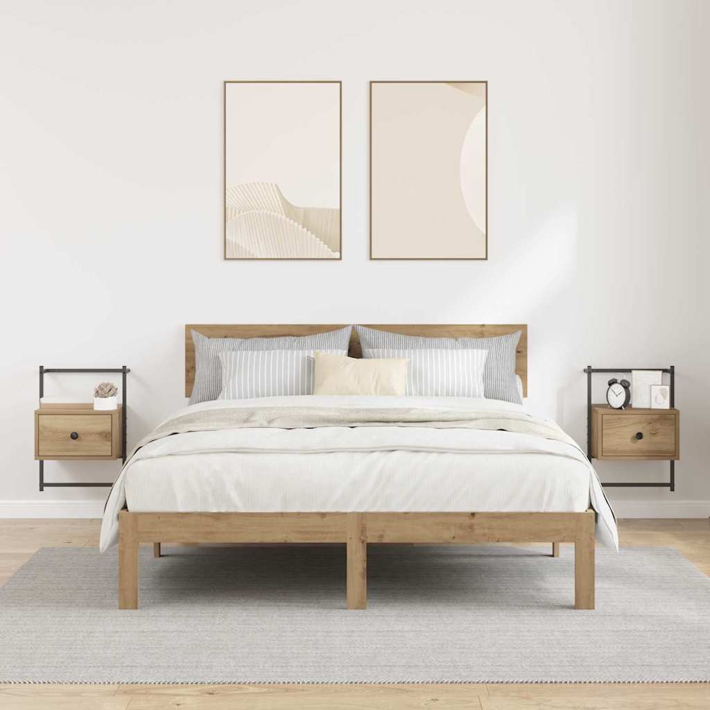 Nachtkastje 2 pcs Artisan Eiken 35 x 30 x 51 cm Bewerkt hout is nu te koop bij PeponiXL, paradijselijk wonen!