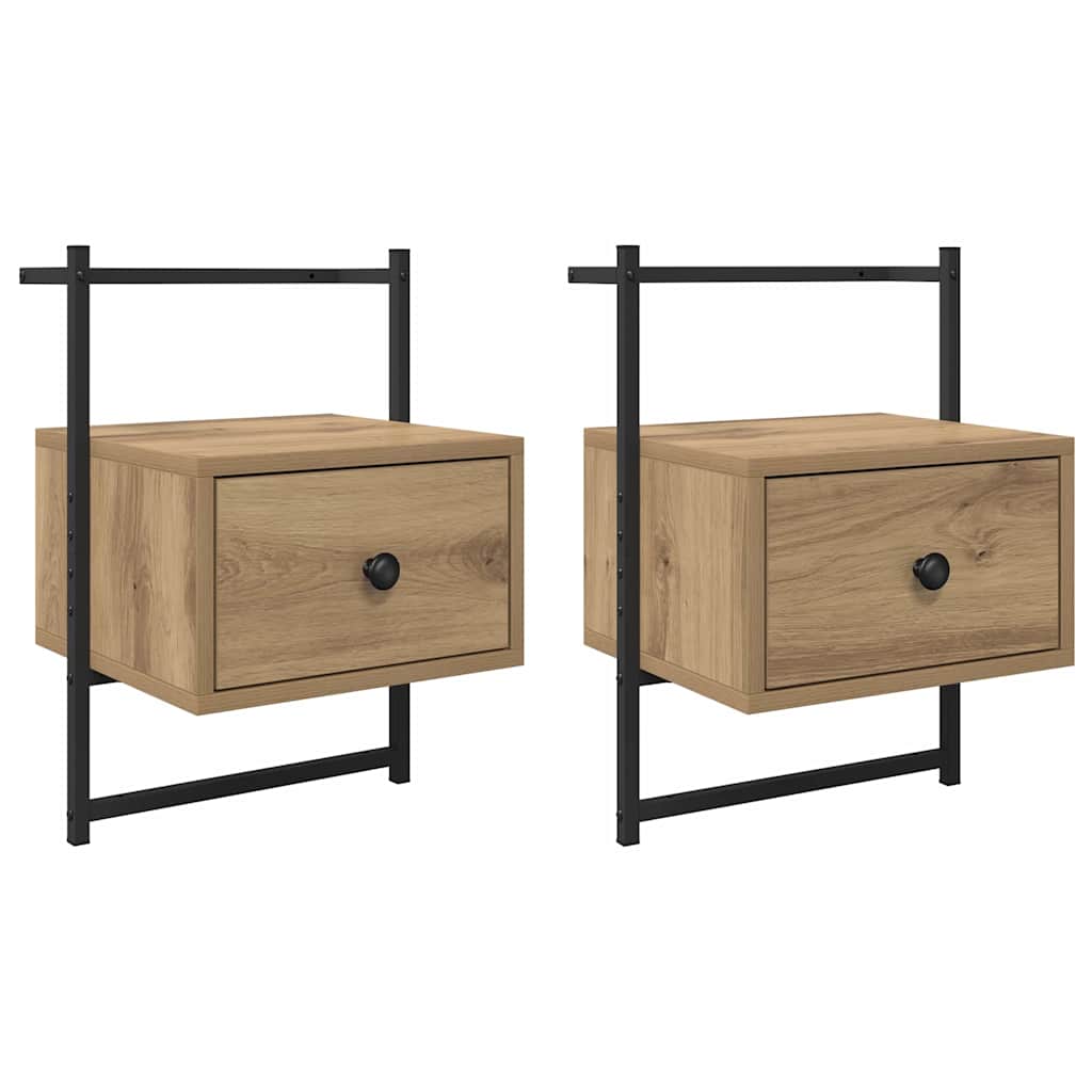 Nachtkastje 2 pcs Artisan Eiken 35 x 30 x 51 cm Bewerkt hout is nu te koop bij PeponiXL, paradijselijk wonen!