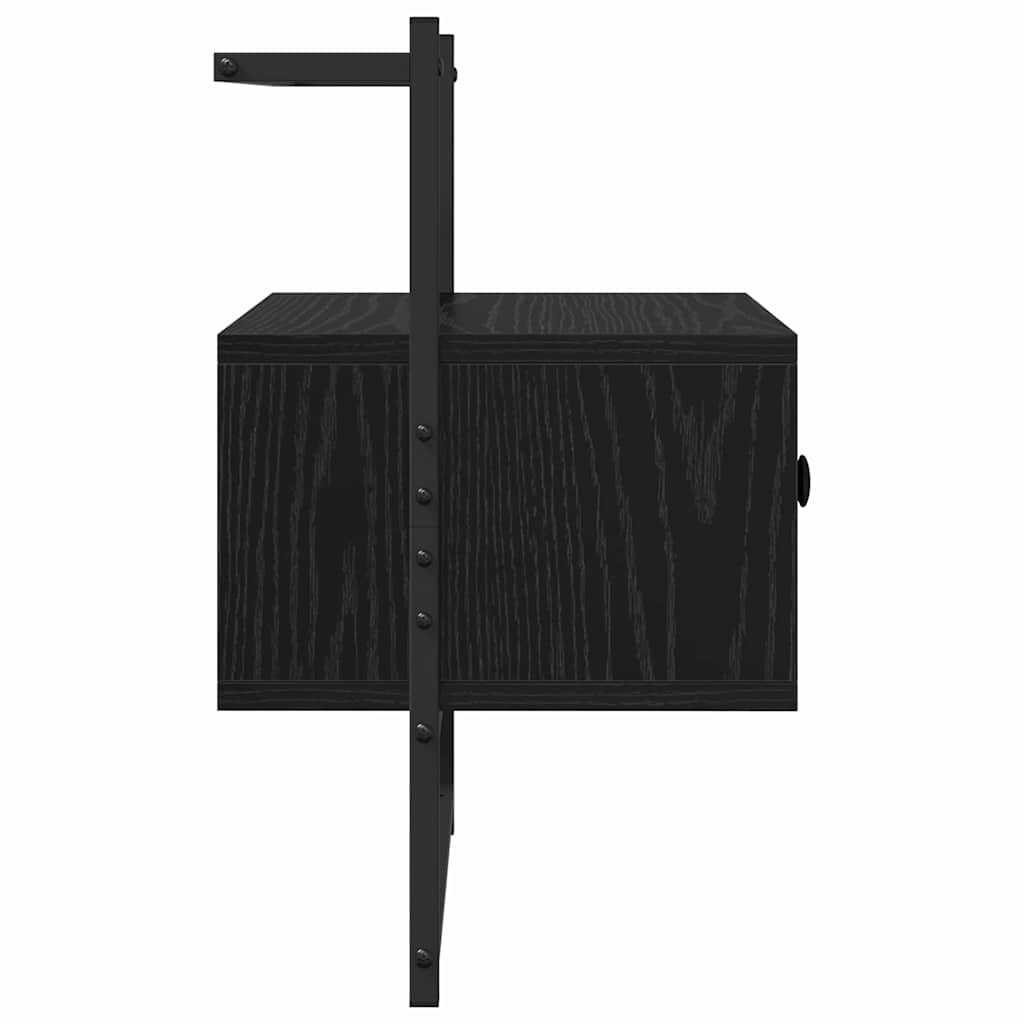 Nachtkastje met lade Zwart Eiken 35 x 30 x 51 cm Bewerkt hout is nu te koop bij PeponiXL, paradijselijk wonen!