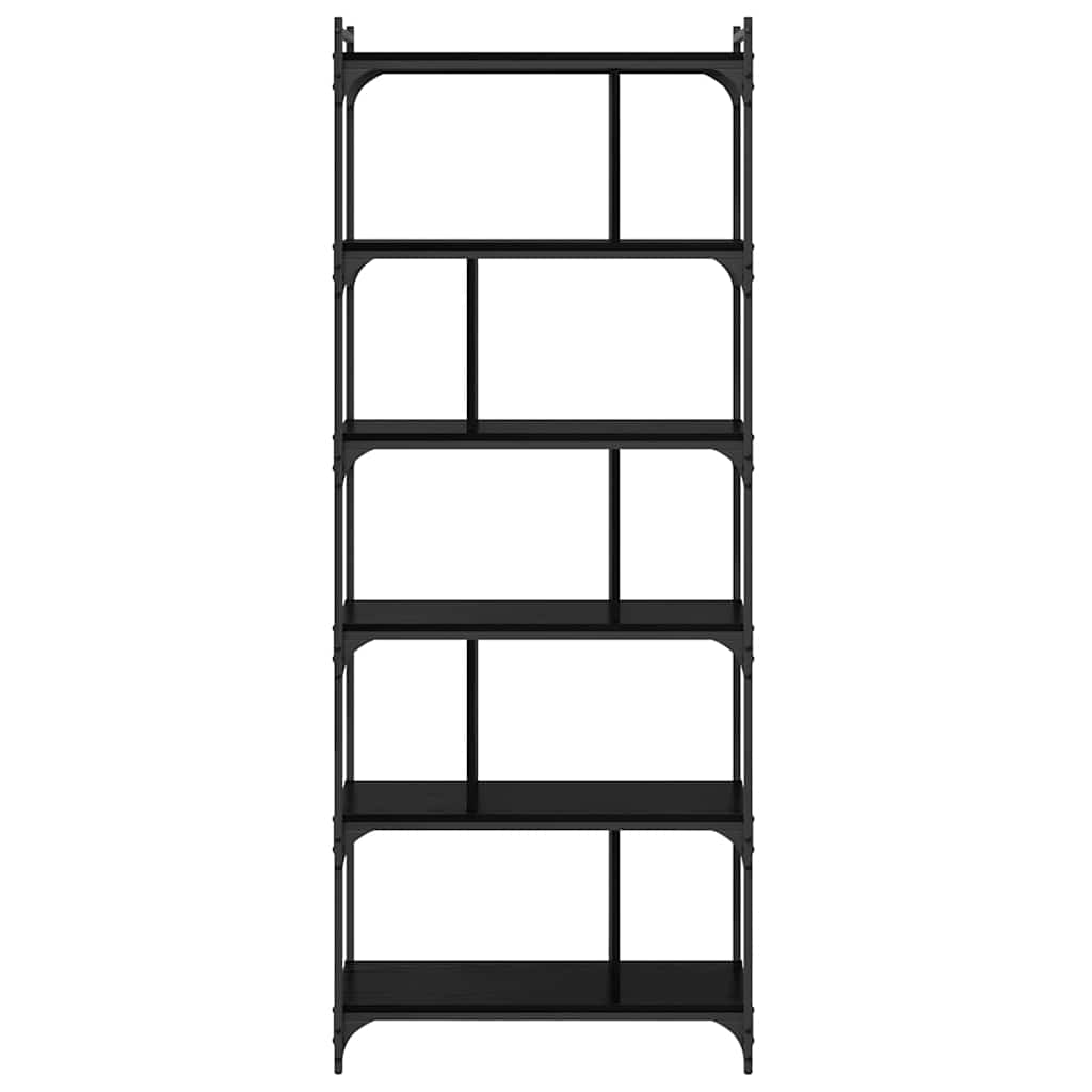 Boekenkast Zwart eiken 76 x 32 x 192 cm Bewerkt hout is nu te koop bij PeponiXL, paradijselijk wonen!