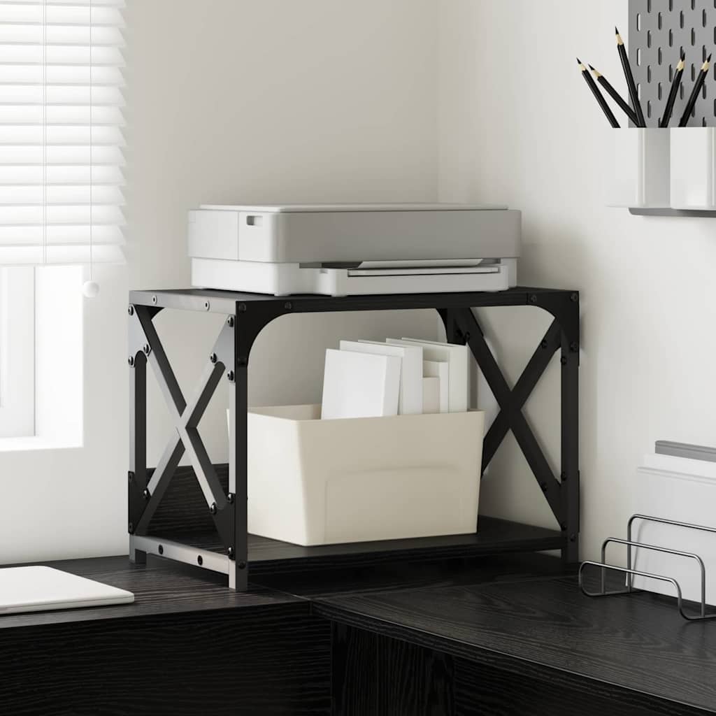 Printerstand Zwart Eiken 44 x 26 x 31,5 cm Bewerkt hout is nu te koop bij PeponiXL, paradijselijk wonen!