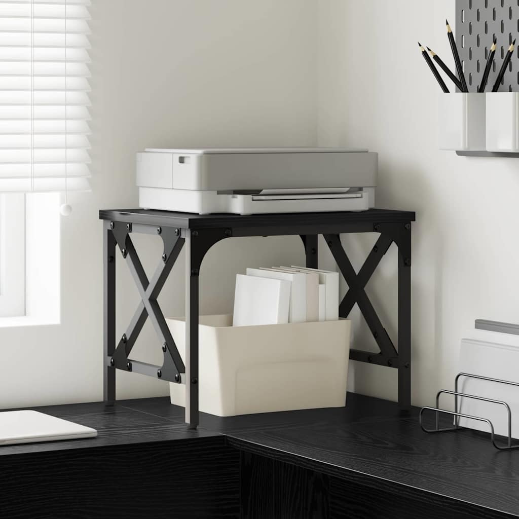 Printerstand Zwart Eiken 40 x 30 x 31 cm Bewerkt hout is nu te koop bij PeponiXL, paradijselijk wonen!