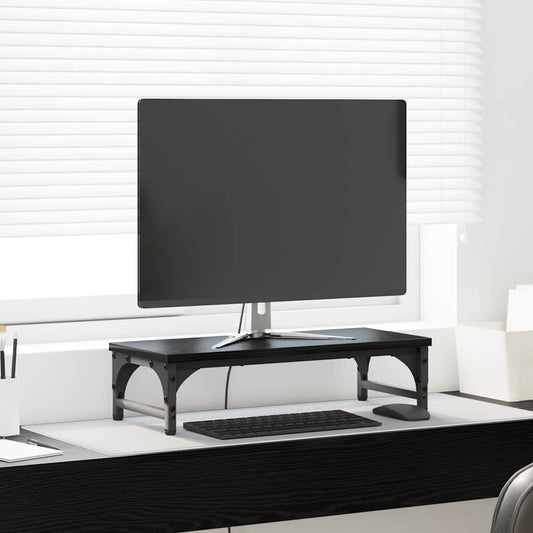 Monitor Stand Zwart Eiken 55 x 23 x 14 cm Bewerkt hout is nu te koop bij PeponiXL, paradijselijk wonen!
