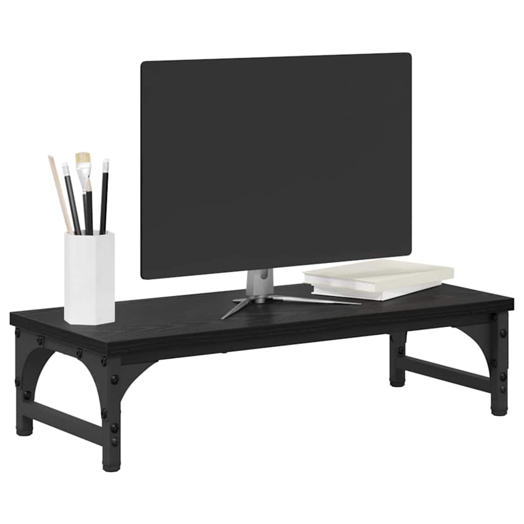 Monitor Stand Zwart Eiken 55 x 23 x 14 cm Bewerkt hout is nu te koop bij PeponiXL, paradijselijk wonen!