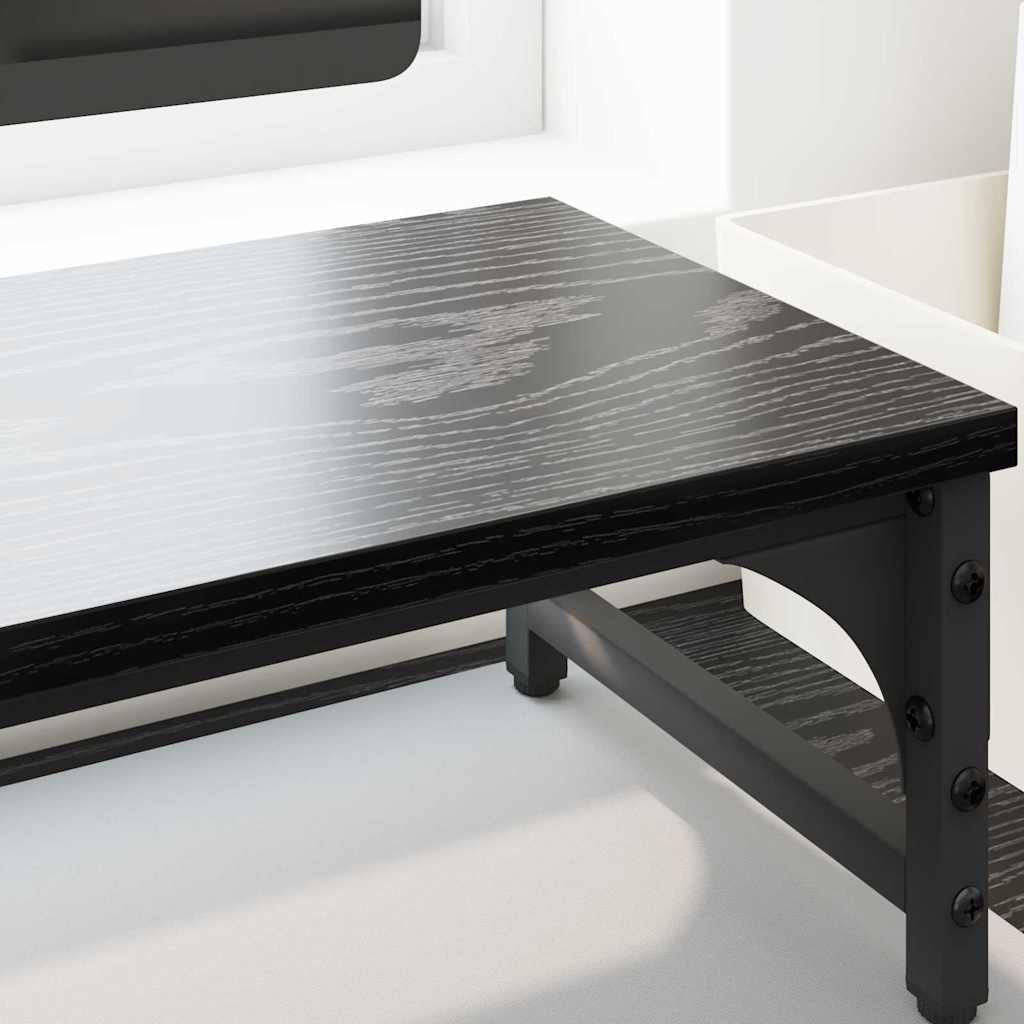 Monitor Stand Zwart Eiken 85 x 23 x 15,5 cm Bewerkt hout is nu te koop bij PeponiXL, paradijselijk wonen!