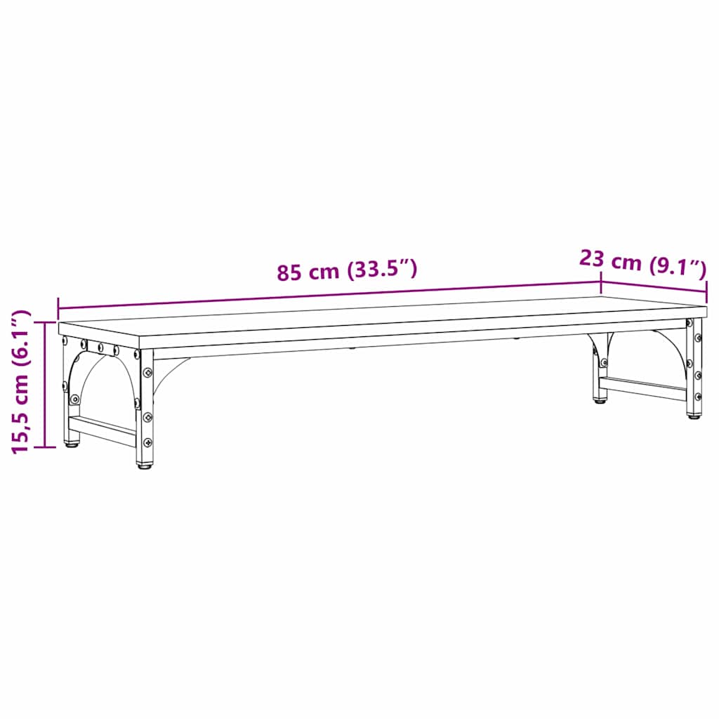 Monitor Stand Zwart Eiken 85 x 23 x 15,5 cm Bewerkt hout is nu te koop bij PeponiXL, paradijselijk wonen!